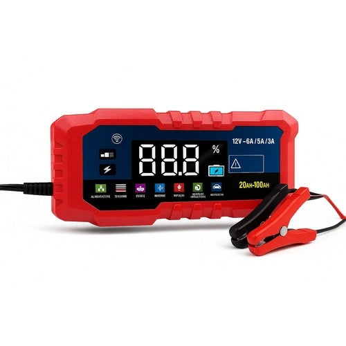 CARICABATTERIE INTELLIGENTE 12V 6A 5A 3A LCD AUTO MOTO RIPARA BATTERIE