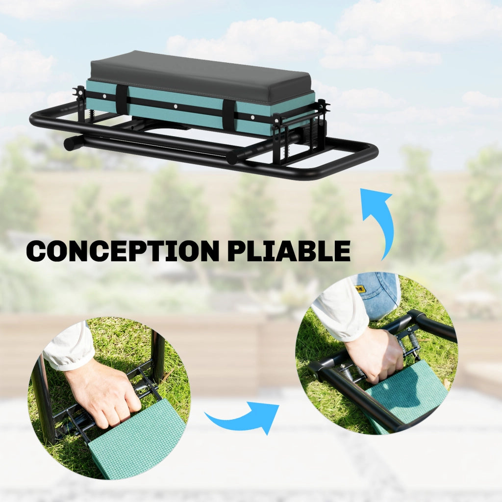 Sgabello da giardino pieghevole con cuscino e tasche ¨C Minimal ¨C grigio scuro