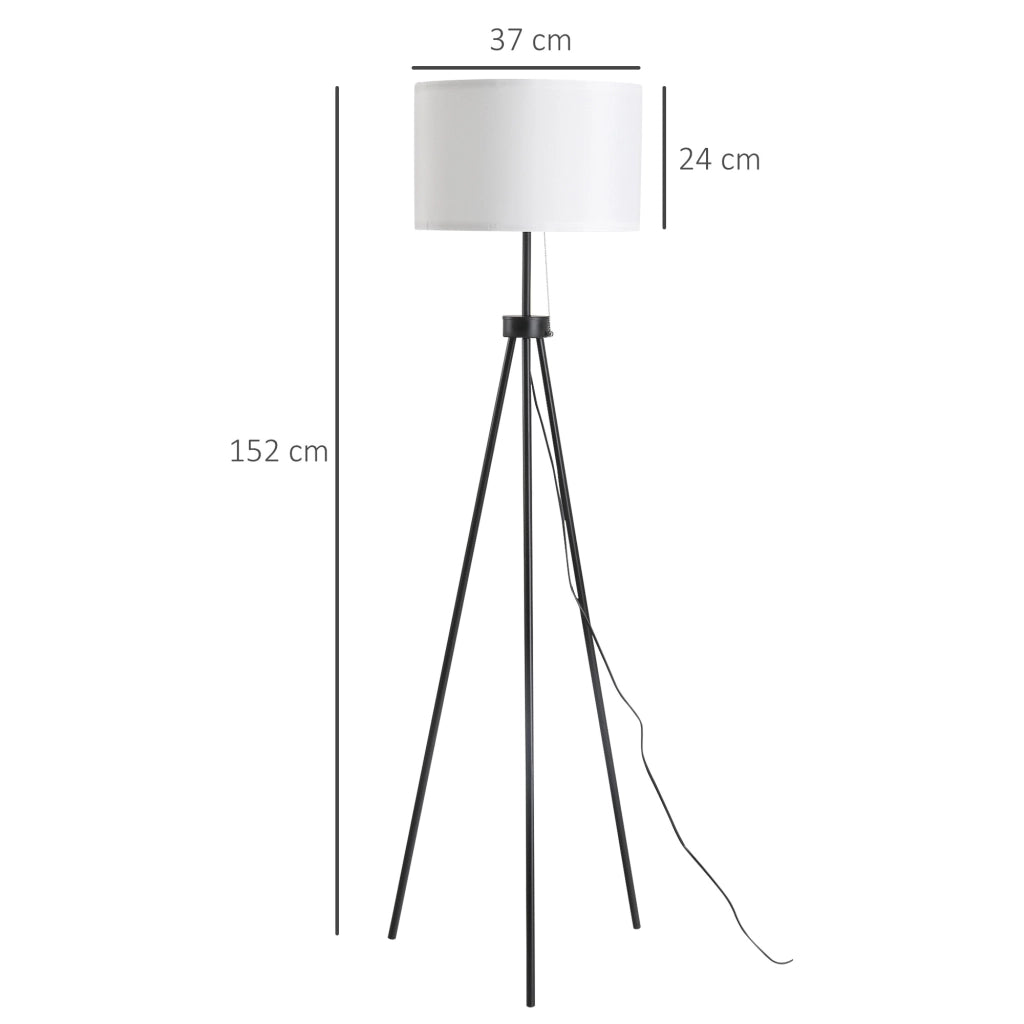 Lampada da Terra con Paralume ¨C Xylo ¨C Poliestere e Cotone Bianco E27