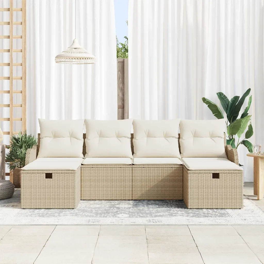 Set di divani con cuscino 6 pcs Beige e Crema polyrattan 3359020