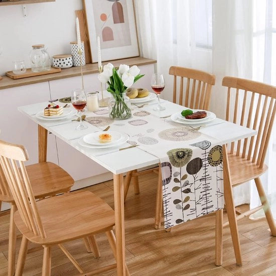 Tavolo da pranzo con fiori moderni e astratti in stoffa di lino senza pieghe, con superficie antiscivolo, decorativo, per tavolo da pranzo, e tavola da festa, matrimonio, con motivi di zinnia.