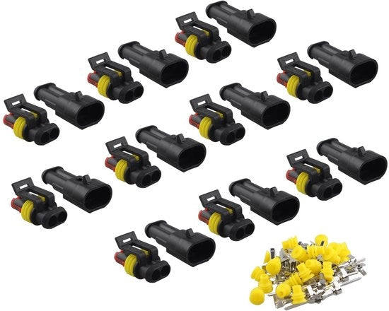 Connettore acqua resistente - IP67 - Superisolato - Nylon PA66 - Contatti terminali - Presa AC/DC - Motocicletta, scooter, auto, camion, quad bike, caravan...