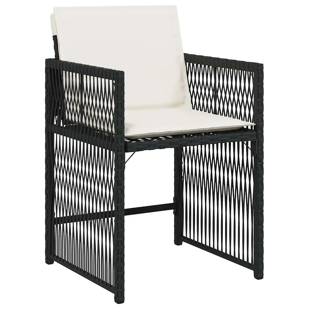 Set da Pranzo per Giardino 5 pcs Nero polyrattan
