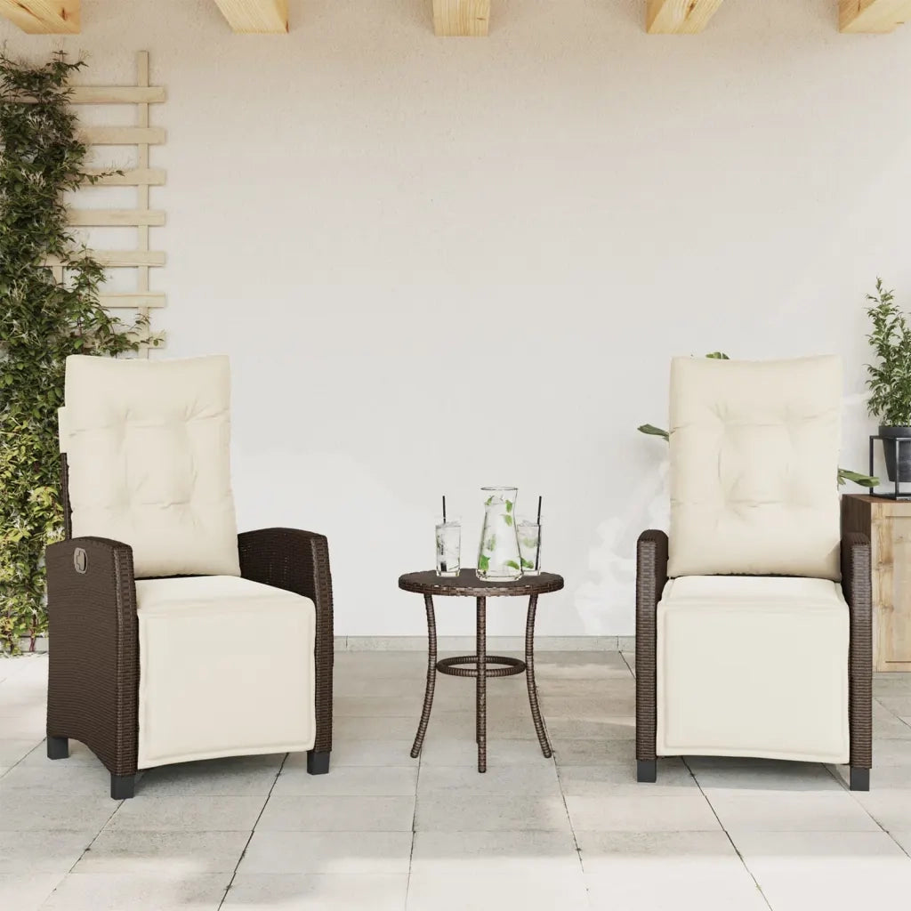 Set Bistrò 3 pz con Cuscini Marrone in Polyrattan 365250