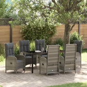 Set da Pranzo per Giardino con cuscino 7 pcs Grigio polyrattan