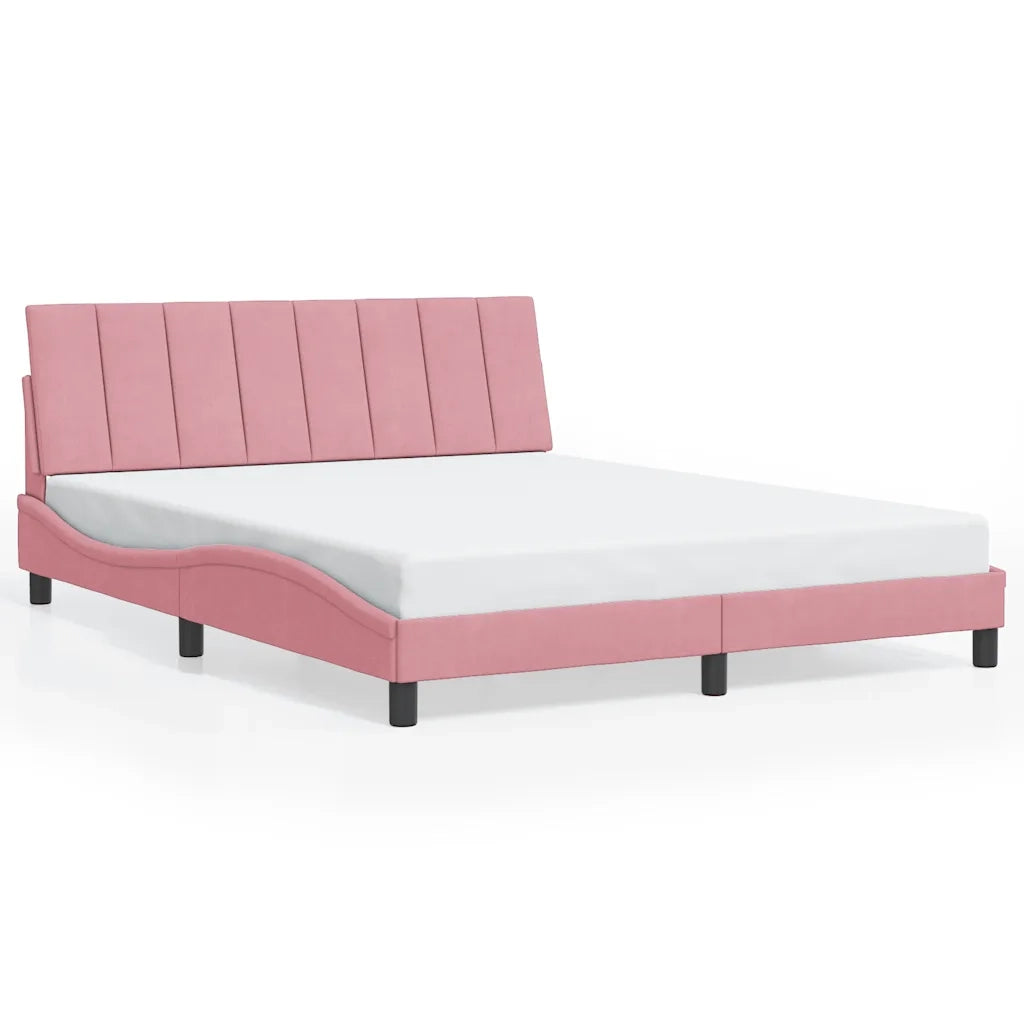 Letto matrimoniale | Letto per adulti | Giroletto senza Materasso Hanko Rosa 160x200 cm in Velluto