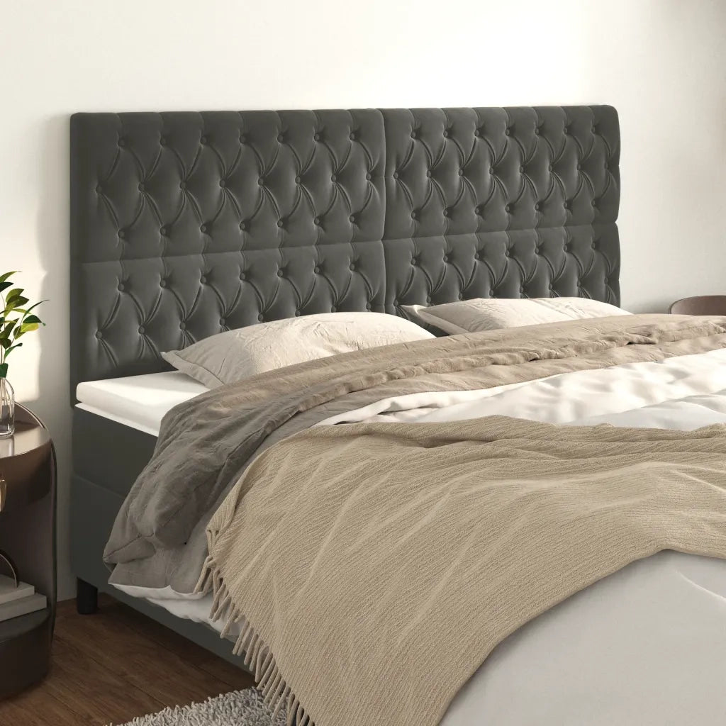 Testiera | Testata Grigio Scuro 200x7x118/128 cm Velluto