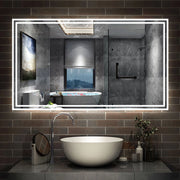 Specchio da bagno a LED, 140x80cm, Disappannamento, orologio, Bluetooth, 3 Temperature di Colore