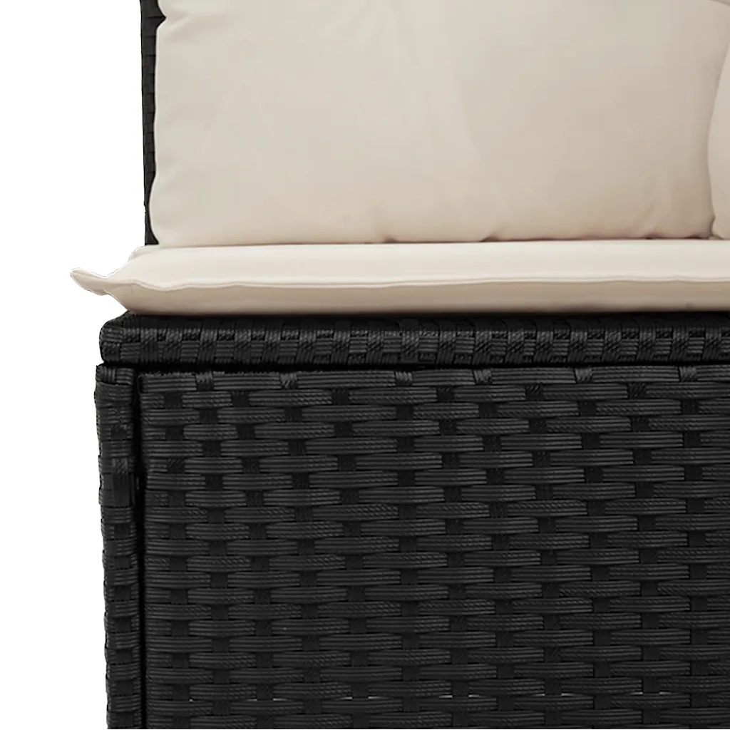 Divano da Giardino a 3 Posti con Cuscini Nero in Polyrattan 366015