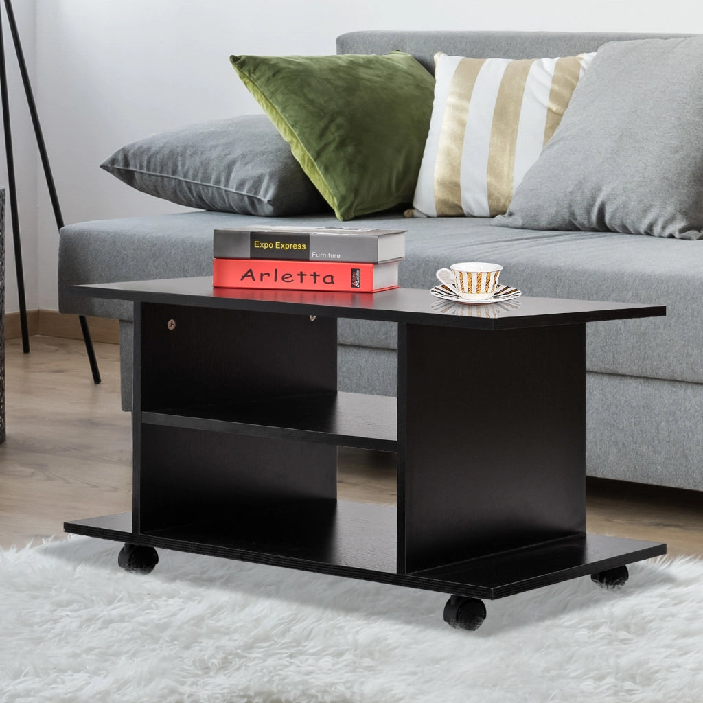 Mobile TV con ruote e ripiani ¨C zephmum ¨C 80x40x40 cm nero