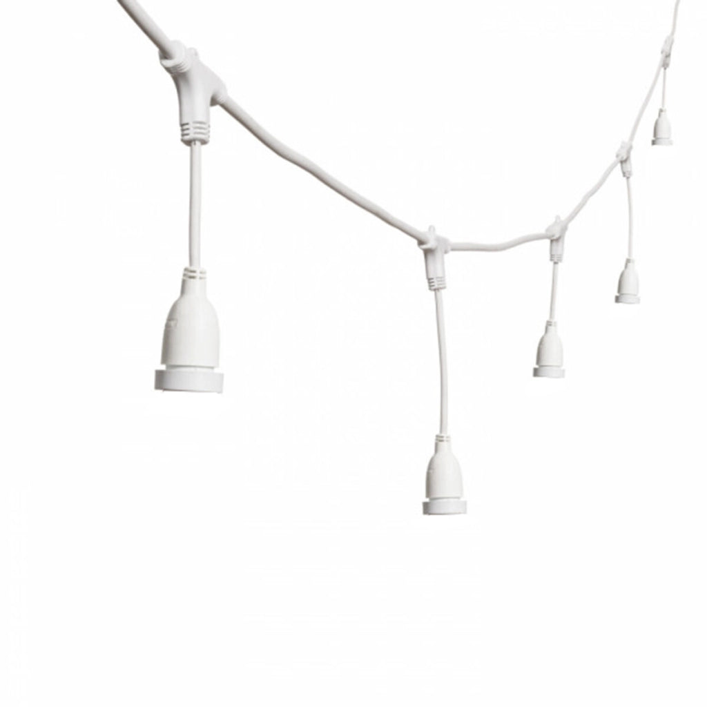 CATENARIA LUCI 10MT 10 PORTALAMPADE E27 BIANCA ALLUNGABILE IP44 INTERNO ESTERNO