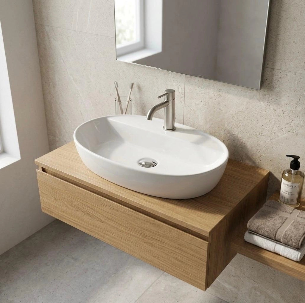 Lavabo d'appoggio 60x40 cm mod LA63 Bianco
