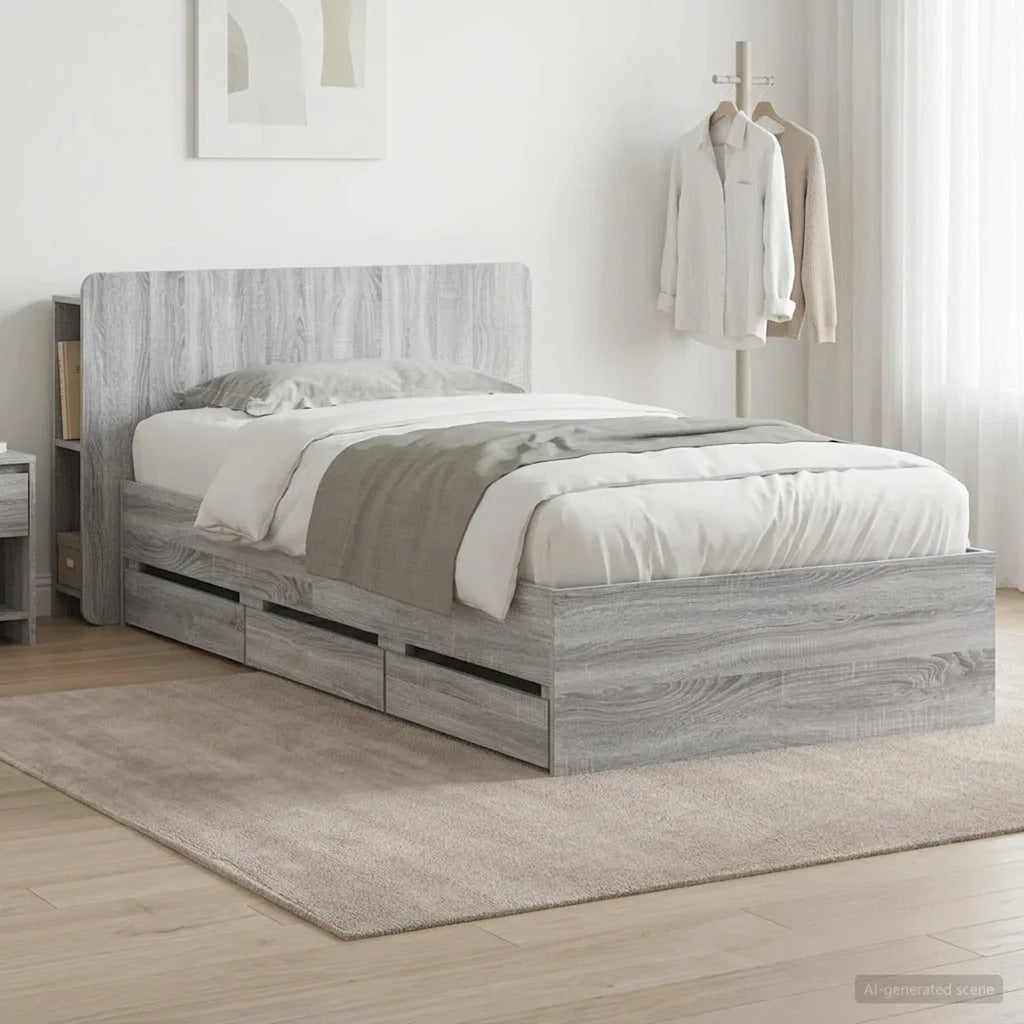 Struttura del letto con stoccaggio e testata Sonoma grigio 3433921