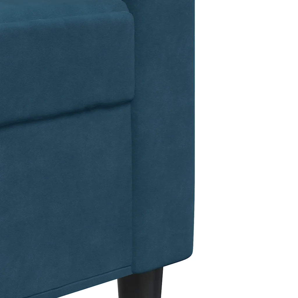 Set di Divani 2 pz con Cuscini e Rinforzi Blu in Velluto