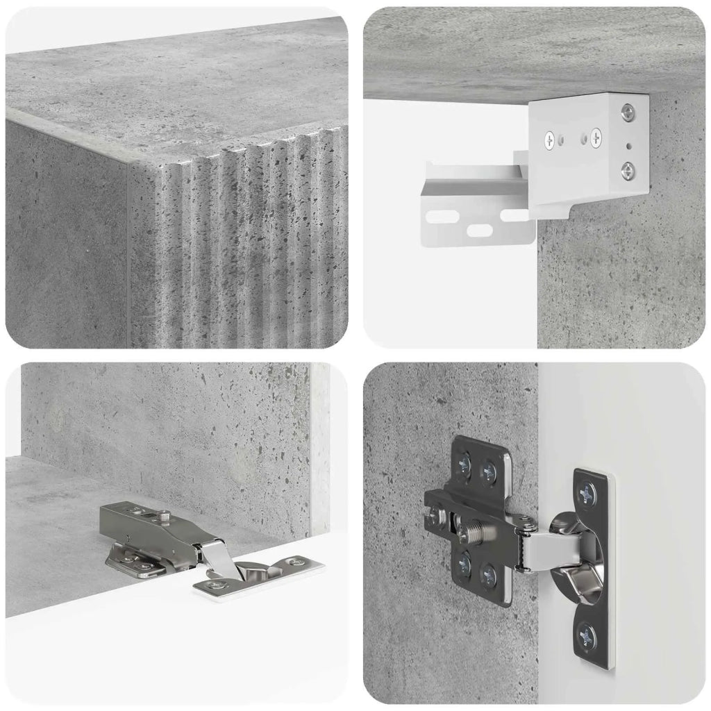 Set di Mobiletto da TV a Parete 4 pz-Credenza per TV sospesa Grigio cemento 726588
