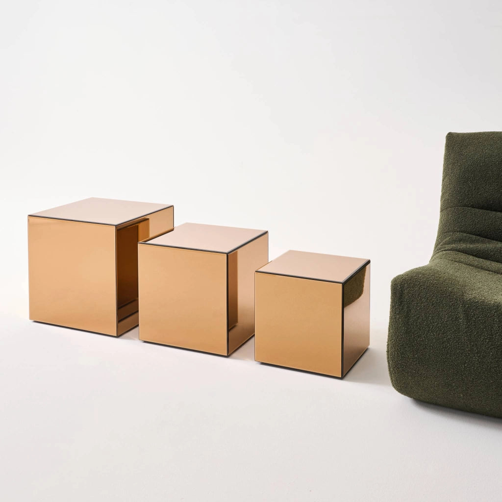 Tavolo cubico a specchio, 30cm, ambre