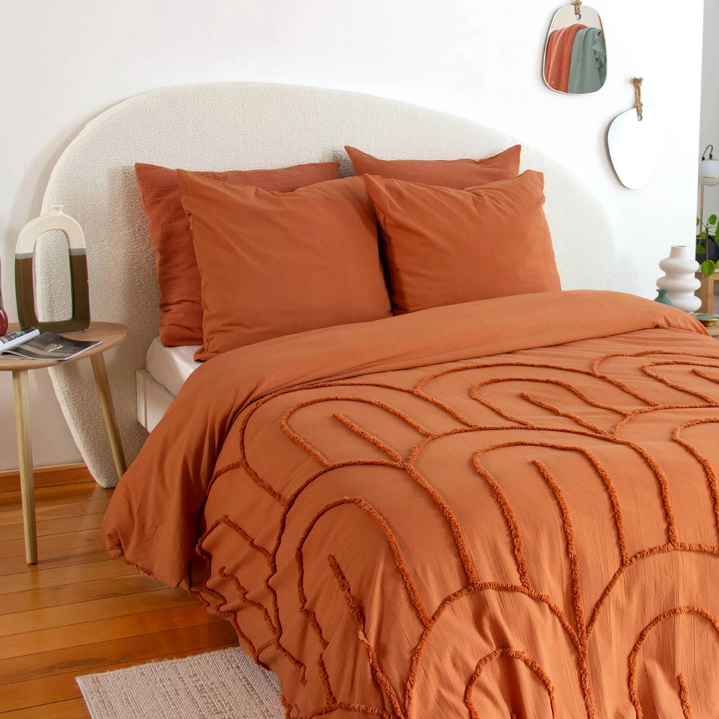 Set biancheria da letto in cotone terracotta, 2 posti