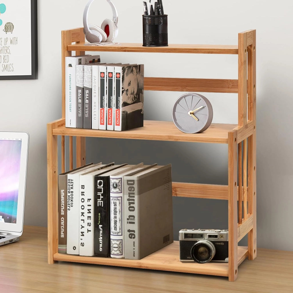 Porta Spezie a 3 Ripiani, Portaspezie Mensola per Cucina Bagno e Toletta, Organizzatore Supporto Porta Spezie in Legno bambù, Carico 20kg, 50 x 41,5 x 18 cm