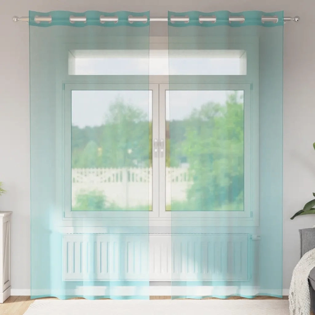 Tende in Voile con Occhielli 2 pz Turchese