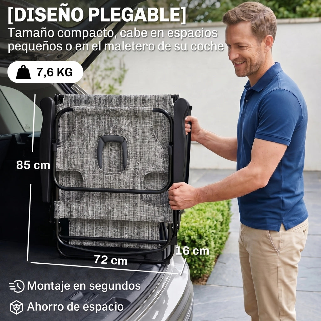 Poltrona da Giardino Pieghevole ¨C Minimal ¨C Grigio 145x72x89 cm