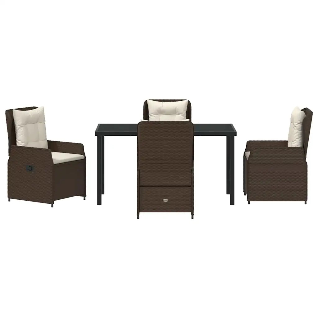 Set da Pranzo per Giardino 5 pcs Marrone polyrattan