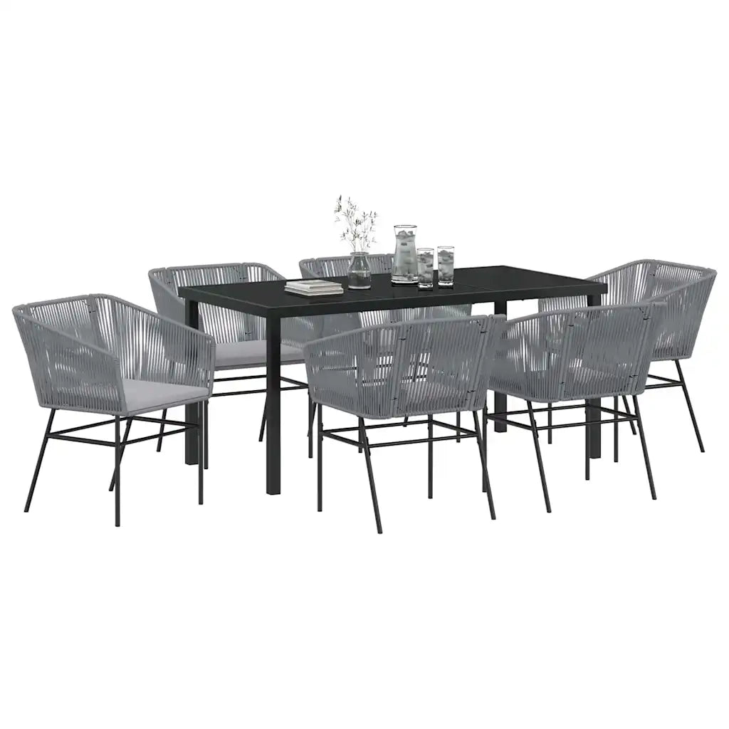 Set da Pranzo per Giardino con cuscino 7 pcs Grigio