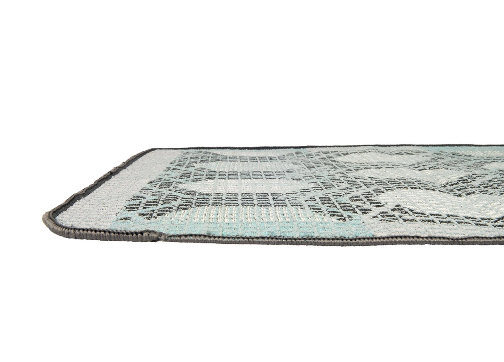 Tappeto Bagno Doccia Antiscivolo Mod. Vietri Tappetino Super Assorbente Cotone Pelo Corto - 60x170 - Azzurro