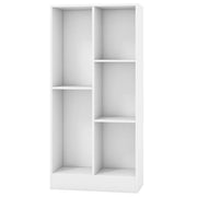 Libreria a 5 scomparti 50 x 24 x 104 cm contenitore sicuro con kit antiribaltamento design moderno in legno bianco 20_0010725