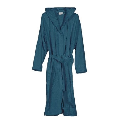 Accappatoio turchese 100% cotone taglia M con tasche cappuccio e cintura