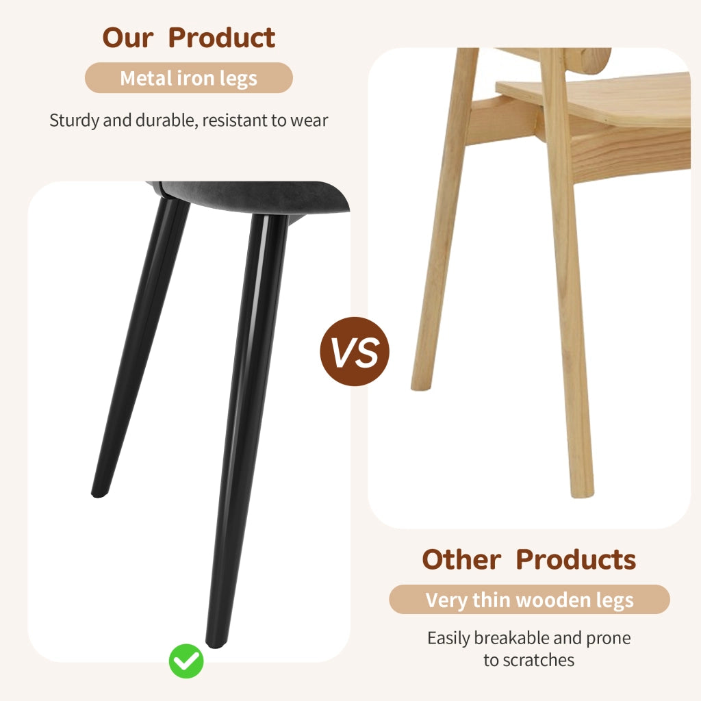 2 sedie da pranzo in rattan con cuscino in velluto e design antiscivolo gambe in ferro effetto legno grigio