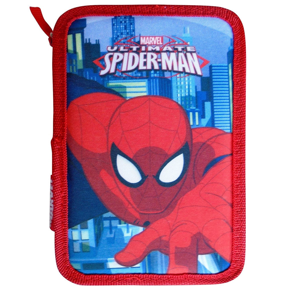 Trade Shop - Astuccio Spiderman Marvel 3 Zip 20x13x6.5cm Uomo Ragno Accessoriato Scuola Bambini -