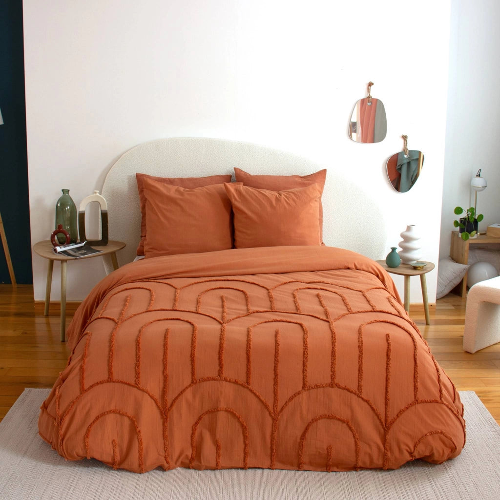 Set biancheria da letto in cotone terracotta, 2 posti