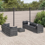 Set Divani da Giardino 8 pz con Cuscini in Polyrattan Grigio 3308034