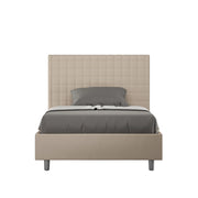 BS COM Letto una piazza e mezza contenitore imbottito 120x190 similpelle tortora