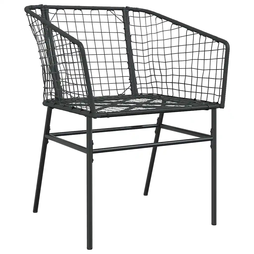 Set da Pranzo per Giardino 5 pcs Nero polyrattan