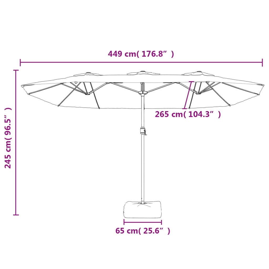 Ombrellone a Doppia Testa con LED-Ombrello da giardino Antracite 449x265 cm