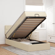 Pouf Letto con Materasso e LED Crema 90x200 cm in Tessuto 3312365