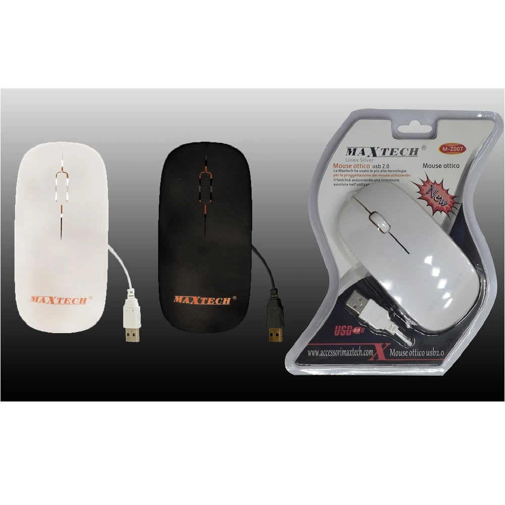 Trade Shop - Mouse Filo Usb2 Ottico Per Computer Pc Compatibile Con Windows Maxtech M-z007 -