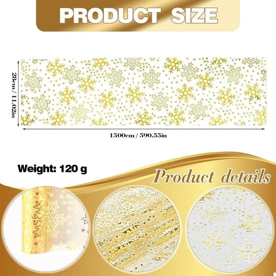 Decorazione per Tavolo Elegant con Foglia - Foglia Gialla Luccicante - Reticolo Sottile - Decorazioni per Tavolo - Matrimoni - Natale - Ognissanti - Disegno Foglia - Tovaglia per Tavolo