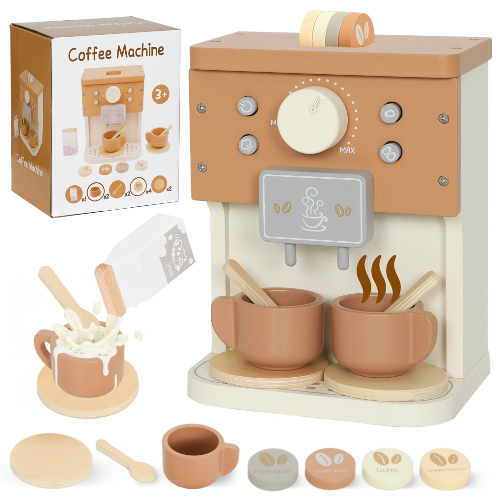 Set Macchina Caff¨¨ Giocattolo Legno ¨C Xylo ¨C Bambini 3+ Anni con Accessori Marrone