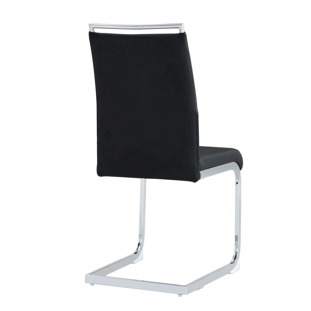 Sedie da Pranzo Set 4 Pezzi, Schienale Alto Imbottito in Ecopelle e Tessuto ¨C MINIMAL ¨C Nero