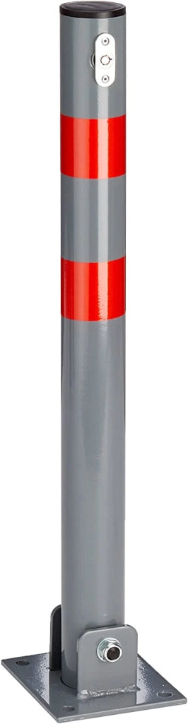 Palo di sbarramento pieghevole per parcheggio auto 65 cm acciaio grigio con strisce rosse 13_0002309_2