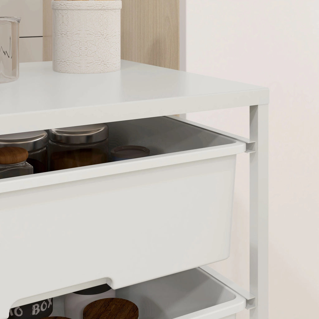 Carrello di servizio con 3 ripiani e cesti ¨C zephmum ¨C acciaio