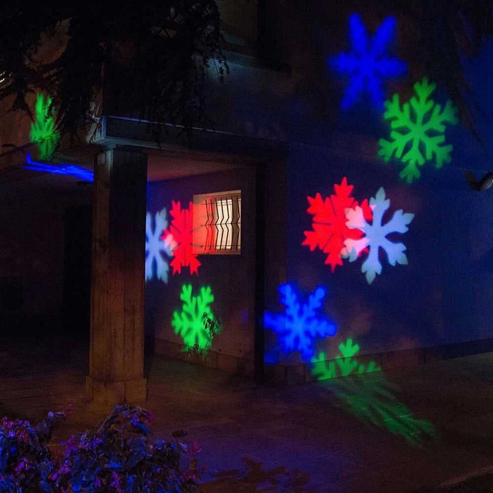 Trade Shop - Proiettore Laser Led Rgb Natale Esterno Giochi Luce Fiocchi Di Neve Multicolore -