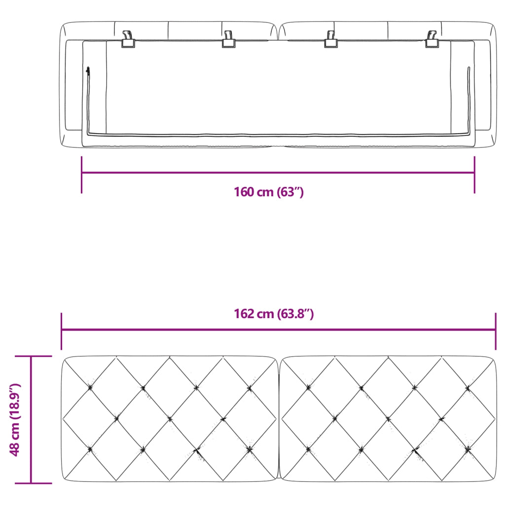 Cuscino Testiera Grigio Scuro 160 cm in Velluto 374734