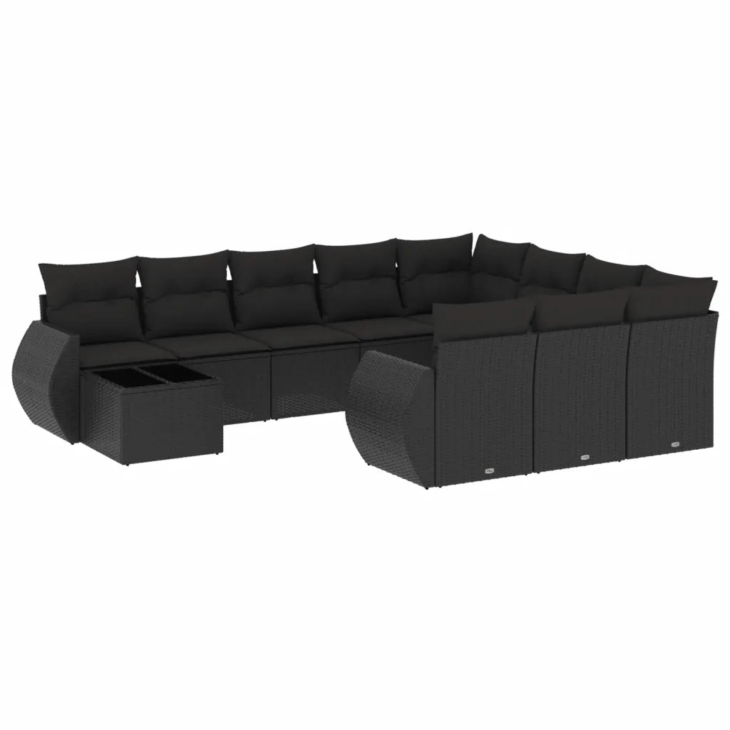 Set Divani da Giardino 11 pz con Cuscini in Polyrattan Nero 3254262