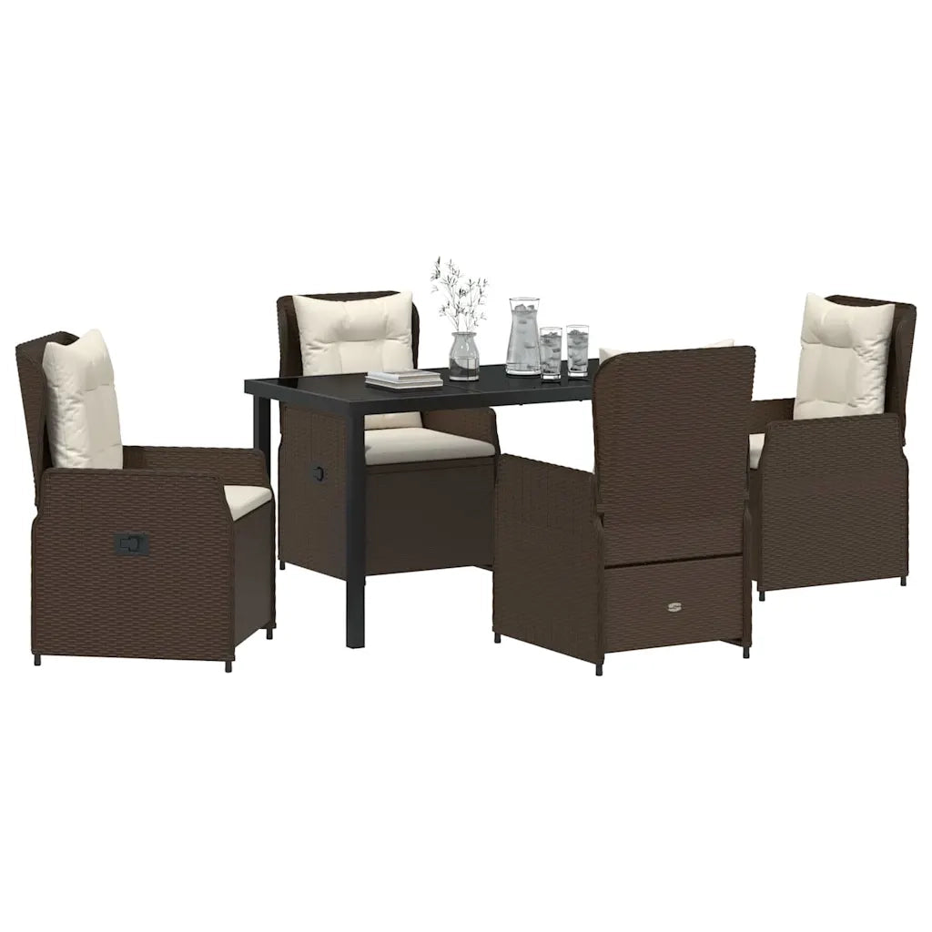 Set da Pranzo per Giardino 5 pcs Marrone polyrattan