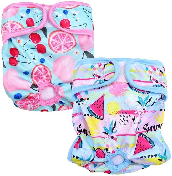 Luiers per Cani Reutilizzabili - Lavabili - Luiers per Cani Absorbenti - Per Cani Femmine - Misura 40-50 cm - Set da 2