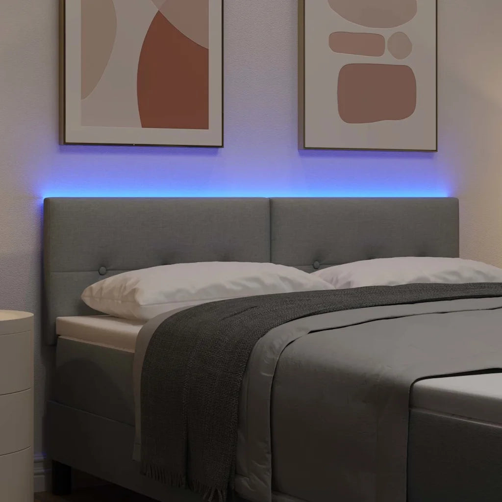 Testiera | Testata LED con strisce LED Grigio chiaro 144 cm Tessuto