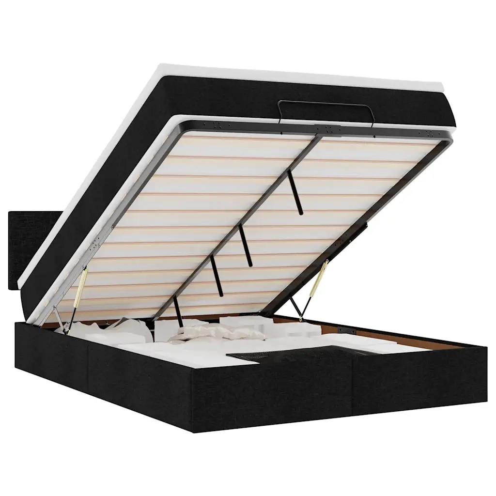 Pouf Letto con Materasso e LED Nero 140x190 cm 3312224